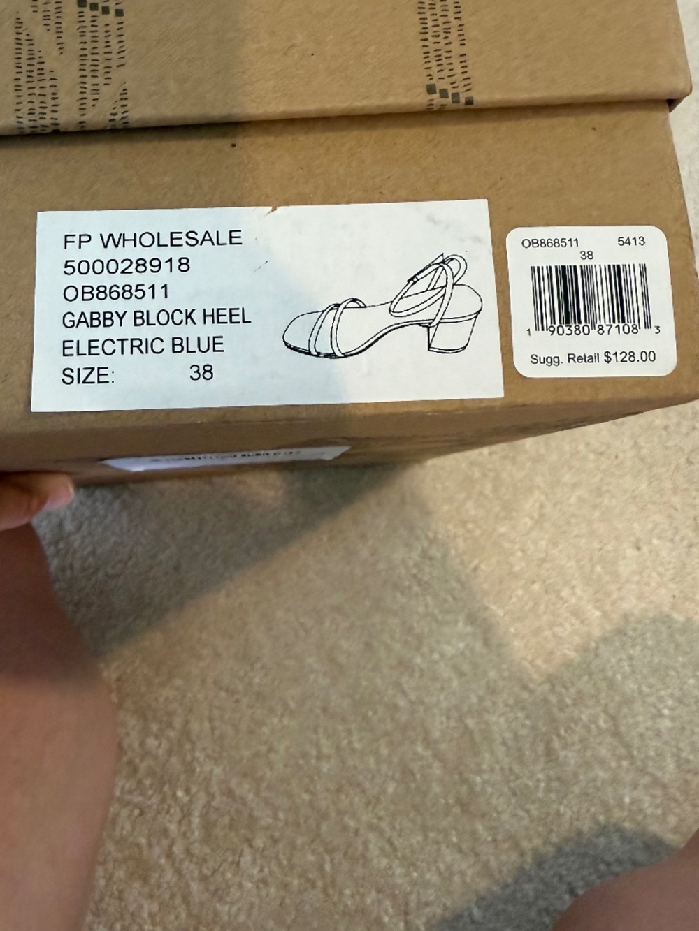 Free People Blue Block Heel Sandals – NEW IN BOX - SIZE 38
